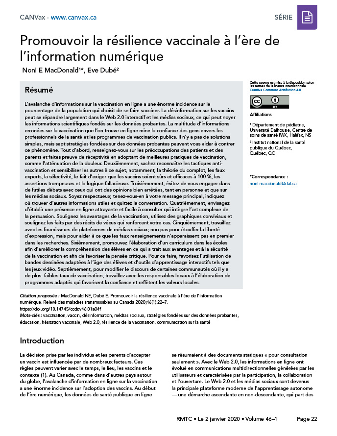 CANVax : Promouvoir la résilience de la vaccination